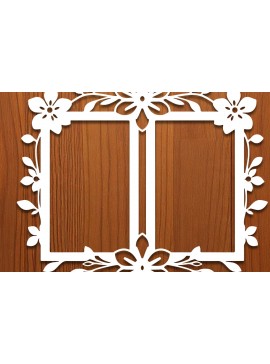 Σετ των 2 Intra απο ξύλο plywood 3mm-4mm πάχος - Floral Κορνίζα Paper-Cut  Δίασταση 20x25 cm INTRAFABR-117161366