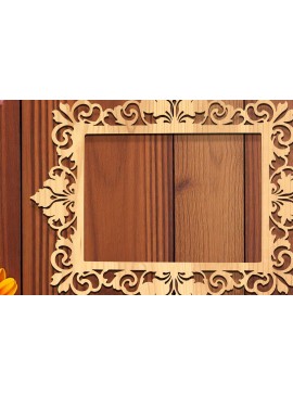 Σετ των 2 Intra απο ξύλο plywood 3mm-4mm πάχος - Floral Κορνίζα Paper-Cut  Δίασταση 20x25 cm INTRAFABR-118329172