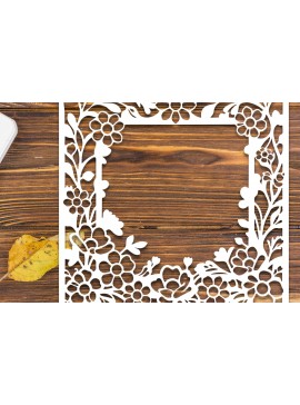 Σετ των 2 Intra απο ξύλο plywood 3mm-4mm πάχος - Floral Κορνίζα Paper-Cut  Δίασταση 20x25 cm INTRAFABR-117079914