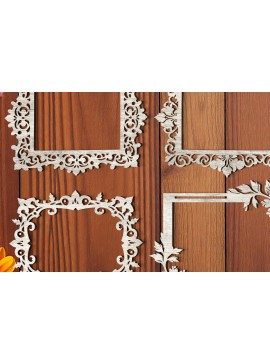 Σετ των 2 Intra απο ξύλο plywood 3mm-4mm πάχος - Πακέτο  με φλοράλ κορνίζα Δίασταση 20x25 cm INTRAFABR-118398055