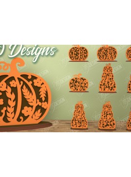 Σετ των 3 Intra απο ξύλο plywood 3mm-4mm πάχος - Πακέτο λουλουδιών κολοκύθας | Στολίδι κολοκύθας Δίασταση 6x6 cm INTRAFABR-105279405