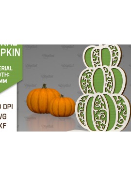 Σετ των 2 Intra απο ξύλο plywood 3mm-4mm πάχος - Κόψιμο με λέιζερ φλοράλ κολοκύθας. Φθινοπωρινή κολοκύθα Δίασταση 15x15 cm INTRAFABR-103296503