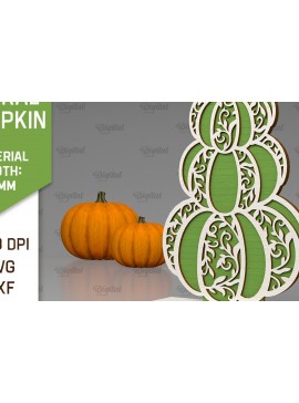 Σετ των 2 Intra απο ξύλο plywood 3mm-4mm πάχος - Κόψιμο με λέιζερ φλοράλ κολοκύθας. Φθινοπωρινή κολοκύθα Δίασταση 15x15 cm INTRAFABR-103296514