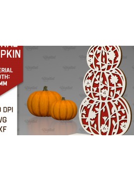 Σετ των 2 Intra απο ξύλο plywood 3mm-4mm πάχος - Κόψιμο με λέιζερ φλοράλ κολοκύθας. Φθινοπωρινή κολοκύθα Δίασταση 15x15 cm INTRAFABR-103296521