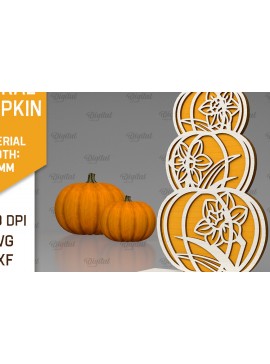 Σετ των 2 Intra απο ξύλο plywood 3mm-4mm πάχος - Κόψιμο με λέιζερ φλοράλ κολοκύθας. Φθινοπωρινή κολοκύθα Δίασταση 15x15 cm INTRAFABR-103296528