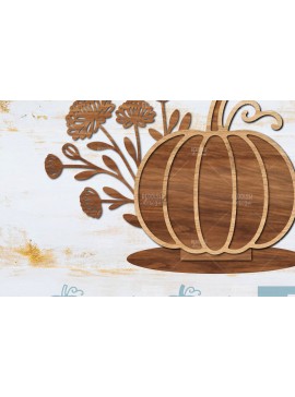 Σετ των 2 Intra απο ξύλο plywood 3mm-4mm πάχος - Floral Pumpkin Laser Cut  Δίασταση 15x15 cm INTRAFABR-104672508