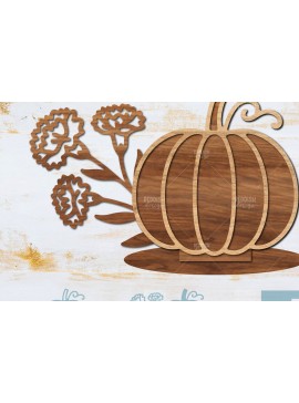 Σετ των 2 Intra απο ξύλο plywood 3mm-4mm πάχος - Floral Pumpkin Laser Cut  Δίασταση 15x15 cm INTRAFABR-104672576