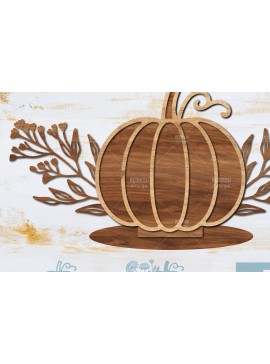 Σετ των 2 Intra απο ξύλο plywood 3mm-4mm πάχος - Floral Pumpkin Laser Cut  Δίασταση 15x15 cm INTRAFABR-104672588