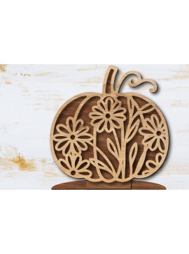 Σετ των 2 Intra απο ξύλο plywood 3mm-4mm πάχος - Floral Pumpkin Laser Cut  Δίασταση 20x20 cm INTRAFABR-105560015