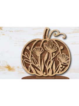 Σετ των 2 Intra απο ξύλο plywood 3mm-4mm πάχος - Floral Pumpkin Laser Cut  Δίασταση 20x20 cm INTRAFABR-105560121