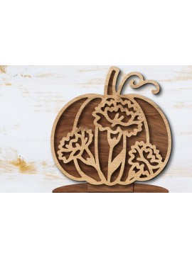 Σετ των 2 Intra απο ξύλο plywood 3mm-4mm πάχος - Floral Pumpkin Laser Cut  Δίασταση 20x20 cm INTRAFABR-105560149