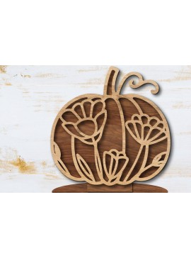 Σετ των 2 Intra απο ξύλο plywood 3mm-4mm πάχος - Floral Pumpkin Laser Cut  Δίασταση 20x20 cm INTRAFABR-105560170