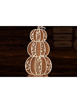 Σετ των 2 Intra απο ξύλο plywood 3mm-4mm πάχος - Floral Pumpkin Laser Cut  Δίασταση 20x20 cm INTRAFABR-105745135