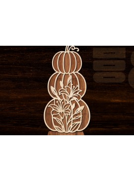 Σετ των 2 Intra απο ξύλο plywood 3mm-4mm πάχος - Floral Pumpkin Laser Cut  Δίασταση 20x20 cm INTRAFABR-105745182