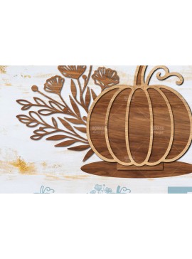 Σετ των 2 Intra απο ξύλο plywood 3mm-4mm πάχος - Floral Pumpkin Laser Cut  Δίασταση 15x15 cm INTRAFABR-104672414