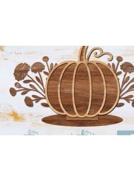 Σετ των 2 Intra απο ξύλο plywood 3mm-4mm πάχος - Floral Pumpkin Laser Cut  Δίασταση 15x15 cm INTRAFABR-104672460