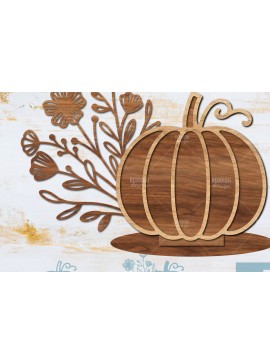 Σετ των 2 Intra απο ξύλο plywood 3mm-4mm πάχος - Floral Pumpkin Laser Cut  Δίασταση 15x15 cm INTRAFABR-104672484