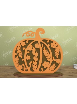 Σετ των 3 Intra απο ξύλο plywood 3mm-4mm πάχος - Floral κολοκύθα | Στολίδια κολοκύθας | CNC Δίασταση 6x6 cm INTRAFABR-105278039