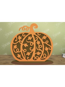 Σετ των 3 Intra απο ξύλο plywood 3mm-4mm πάχος - Floral κολοκύθα | Στολίδια κολοκύθας | CNC Δίασταση 6x6 cm INTRAFABR-105278046