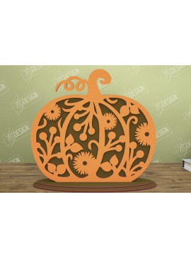 Σετ των 3 Intra απο ξύλο plywood 3mm-4mm πάχος - Floral κολοκύθα | Στολίδια κολοκύθας | CNC Δίασταση 6x6 cm INTRAFABR-105278054