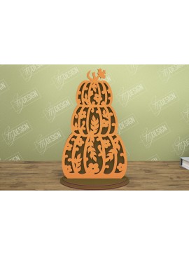 Σετ των 3 Intra απο ξύλο plywood 3mm-4mm πάχος - Floral κολοκύθα | Στολίδια κολοκύθας | CNC Δίασταση 6x6 cm INTRAFABR-105278076