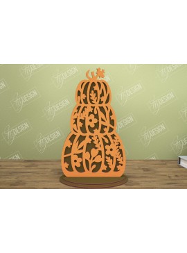 Σετ των 3 Intra απο ξύλο plywood 3mm-4mm πάχος - Floral κολοκύθα | Στολίδια κολοκύθας | CNC Δίασταση 6x6 cm INTRAFABR-105278081