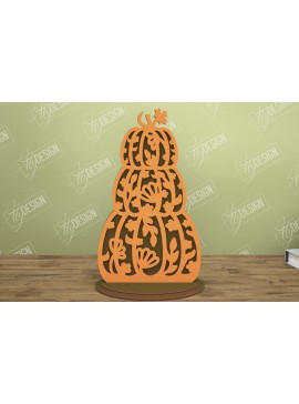 Σετ των 3 Intra απο ξύλο plywood 3mm-4mm πάχος - Floral κολοκύθα | Στολίδια κολοκύθας | CNC Δίασταση 6x6 cm INTRAFABR-105278087