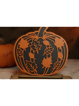 Σετ των 3 Intra απο ξύλο plywood 3mm-4mm πάχος - Floral κολοκύθα | Στολίδια κολοκύθας | CNC Δίασταση 6x6 cm INTRAFABR-104363904