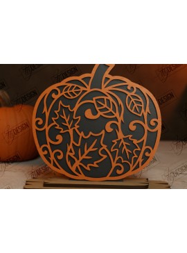 Σετ των 3 Intra απο ξύλο plywood 3mm-4mm πάχος - Floral κολοκύθα | Στολίδια κολοκύθας | CNC Δίασταση 6x6 cm INTRAFABR-104363922