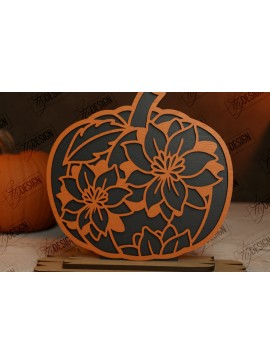 Σετ των 3 Intra απο ξύλο plywood 3mm-4mm πάχος - Floral κολοκύθα | Στολίδια κολοκύθας | CNC Δίασταση 6x6 cm INTRAFABR-104363792