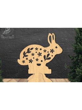 Σετ των 3 Intra απο ξύλο plywood 3mm-4mm πάχος - Floral Rabbit Laser Cut Decor Home  4 Δίασταση 20x20 cm INTRAFABR-112343012