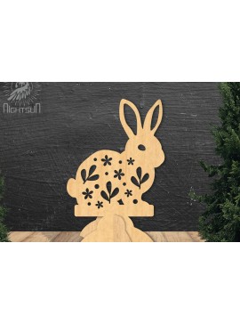 Σετ των 2 Intra απο ξύλο plywood 3mm-4mm πάχος - Floral Rabbit Laser Cut Decor Home  5 Δίασταση 20x20 cm INTRAFABR-112343061