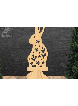 Σετ των 2 Intra απο ξύλο plywood 3mm-4mm πάχος - Floral Rabbit Laser Cut Decor Home  6 Δίασταση 20x20 cm INTRAFABR-112343110