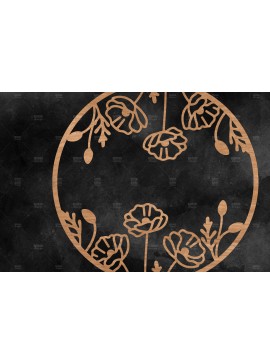Intra απο ξύλο plywood 3mm-4mm πάχος - Floral στρογγυλή πινακίδα  Δίασταση 30x20 cm INTRAFABR-116219195