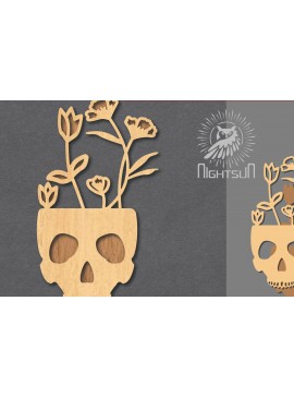 Σετ των 2 Intra απο ξύλο plywood 3mm-4mm πάχος - Floral Skull Cut Laser Decoration 5 Δίασταση 15x15 cm INTRAFABR-123187832