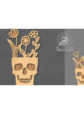 Σετ των 2 Intra απο ξύλο plywood 3mm-4mm πάχος - Floral Skull Cut Laser Decoration 6 Δίασταση 15x15 cm INTRAFABR-123187856