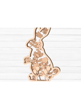 Σετ των 2 Intra απο ξύλο plywood 3mm-4mm πάχος - Κόψιμο με λέιζερ Floral Standing Rabbit Δίασταση 30x20 cm INTRAFABR-113692286