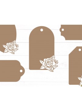 Σετ των 3 Intra απο ξύλο plywood 3mm-4mm πάχος - Floral Tags  Δίασταση 20x20 cm INTRAFABR-117722920