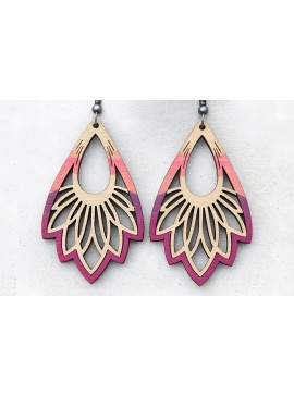 Σετ των 3 Intra απο ξύλο plywood 3mm-4mm πάχος - Σκουλαρίκια φλοράλ δάκρυ  Δίασταση 3x3 cm INTRAFABR-121541676