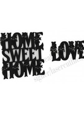 Σετ των 3 Intra απο ξύλο plywood 3mm-4mm πάχος - Floral κείμενο για , LOVE Δίασταση 20x20 cm INTRAFABR-36793630