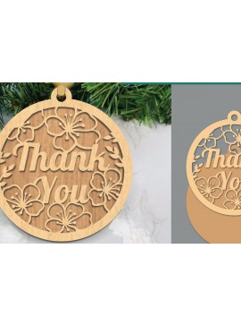 Σετ των 3 Intra απο ξύλο plywood 3mm-4mm πάχος - Floral Ευχαριστώ Laser Cut Στολίδι  Δίασταση 6x6 cm INTRAFABR-109410511