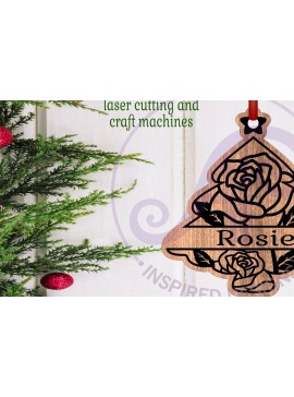 Σετ των 3 Intra απο ξύλο plywood 3mm-4mm πάχος - Floral Tree Χριστουγεννιάτικο Στολίδι  Laser Δίασταση 6x6 cm INTRAFABR-103826887