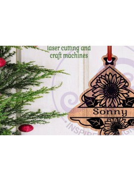 Σετ των 3 Intra απο ξύλο plywood 3mm-4mm πάχος - Floral Tree Χριστουγεννιάτικο Στολίδι  Laser Δίασταση 6x6 cm INTRAFABR-103826905