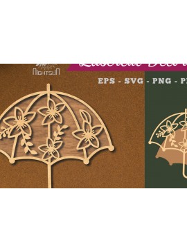 Σετ των 2 Intra απο ξύλο plywood 3mm-4mm πάχος - Ομπρέλα με λουλουδάτο κούρεμα με λέιζερ 1 Δίασταση 20x20 cm INTRAFABR-114451300