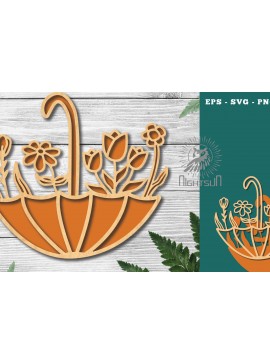 Σετ των 2 Intra απο ξύλο plywood 3mm-4mm πάχος - Ομπρέλα με λουλούδια κοπής με λέιζερ 2 Δίασταση 20x20 cm INTRAFABR-125124631