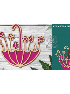 Σετ των 2 Intra απο ξύλο plywood 3mm-4mm πάχος - Διακόσμηση λουλουδιών ομπρέλας με  4 Δίασταση 20x20 cm INTRAFABR-125124707