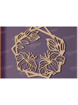 Σετ των 2 Intra απο ξύλο plywood 3mm-4mm πάχος - Floral διακόσμηση τοίχου  Δίασταση 30x20 cm INTRAFABR-119550182