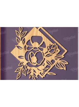 Σετ των 2 Intra απο ξύλο plywood 3mm-4mm πάχος - Floral διακόσμηση τοίχου  Δίασταση 30x20 cm INTRAFABR-119550303