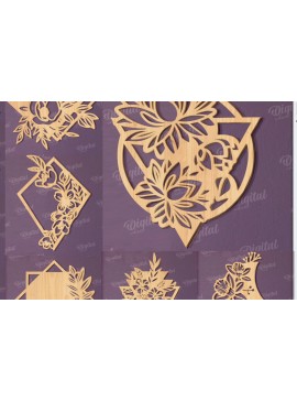 Σετ των 2 Intra απο ξύλο plywood 3mm-4mm πάχος - Floral Διακόσμηση Τοίχων Δέσμη κοπής με λέιζερ Δίασταση 30x20 cm INTRAFABR-119488130