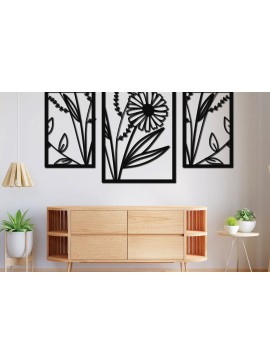 Σετ των 2 Intra απο ξύλο plywood 3mm-4mm πάχος - Floral διακόσμηση τοίχου Σχέδιο κοπής με λέιζερ 13 Δίασταση 30x20 cm INTRAFABR-75728471